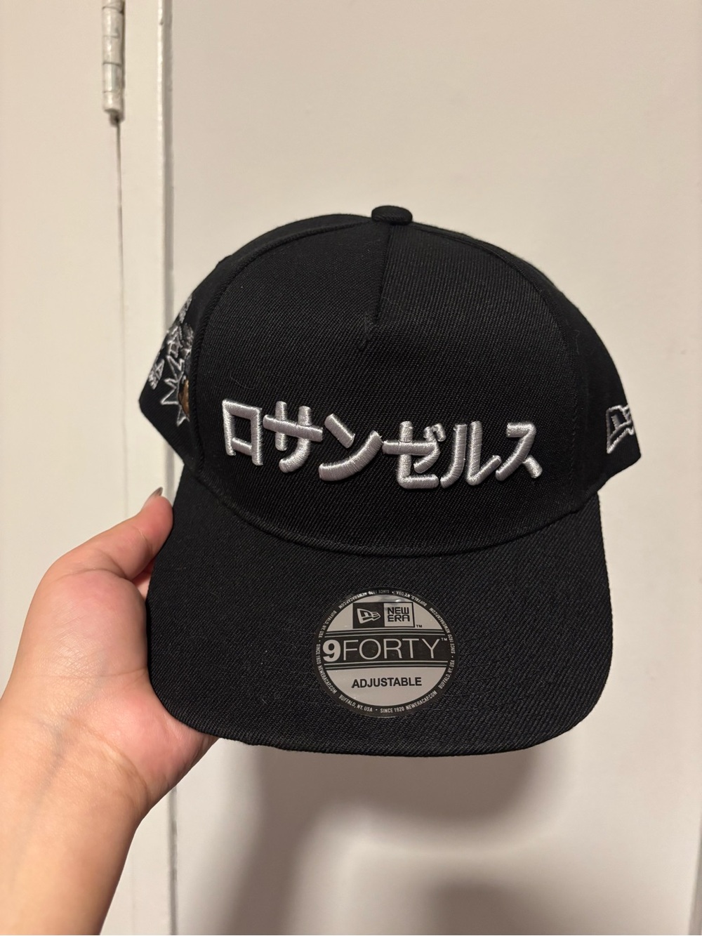 New Era Black Cap with White Raised Japanese Embroidery